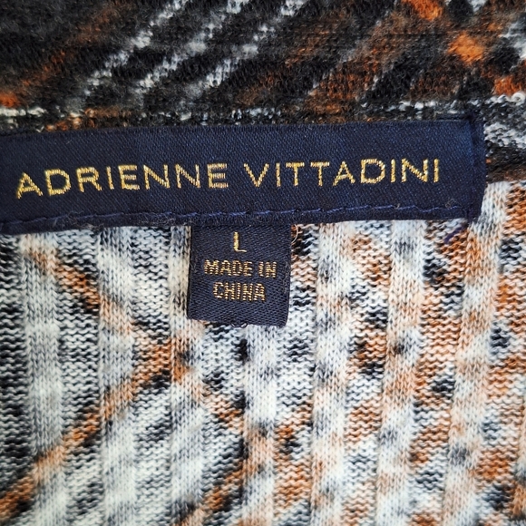 VTG Adrienne Vittadini Dress SzL  Ribbed Knit Lt Weight Plaid Drop Waist Logo - Picture 2 of 10